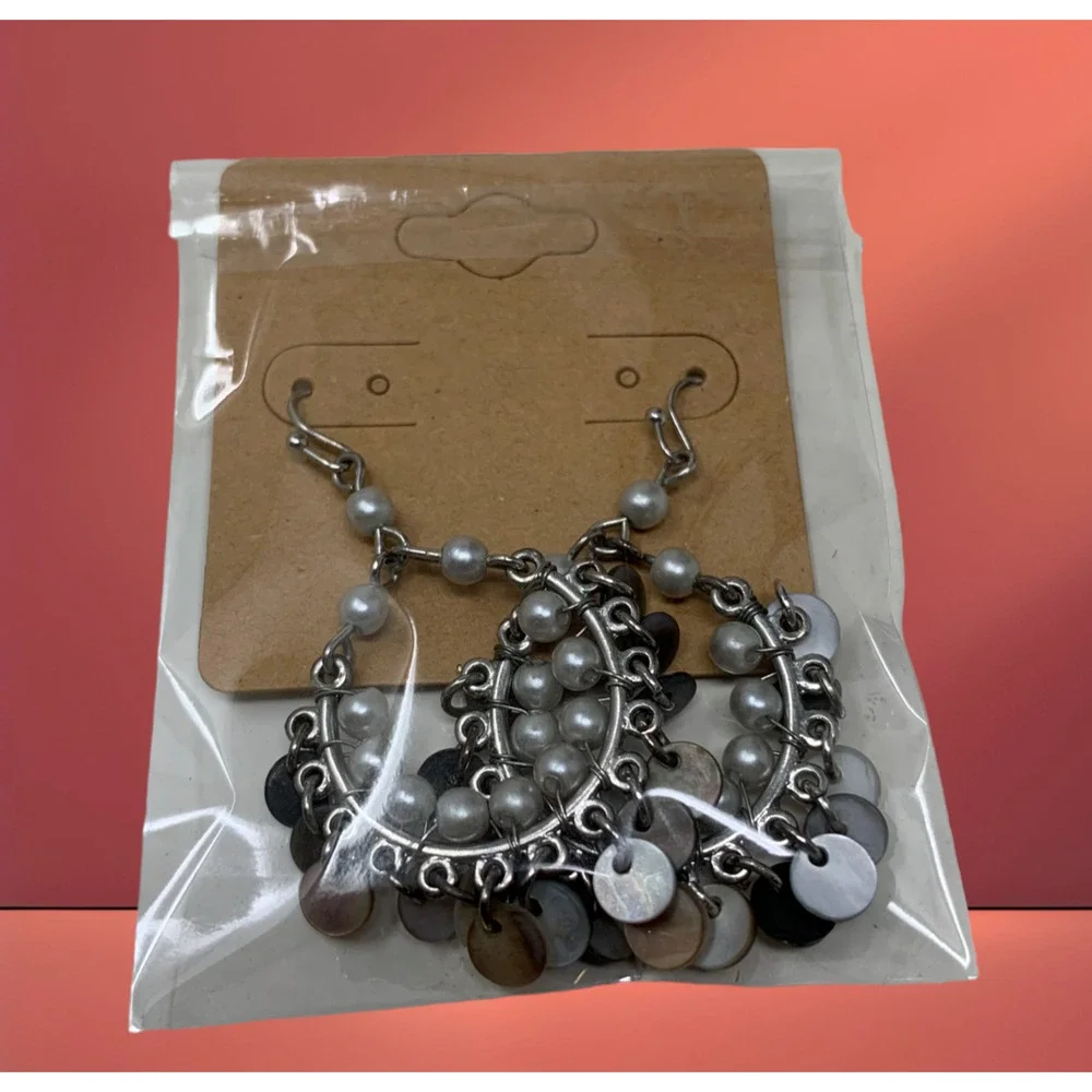 Vintage Y2K Bohemian Silver Tone Dangle Earrings Pierced Carded India Festival